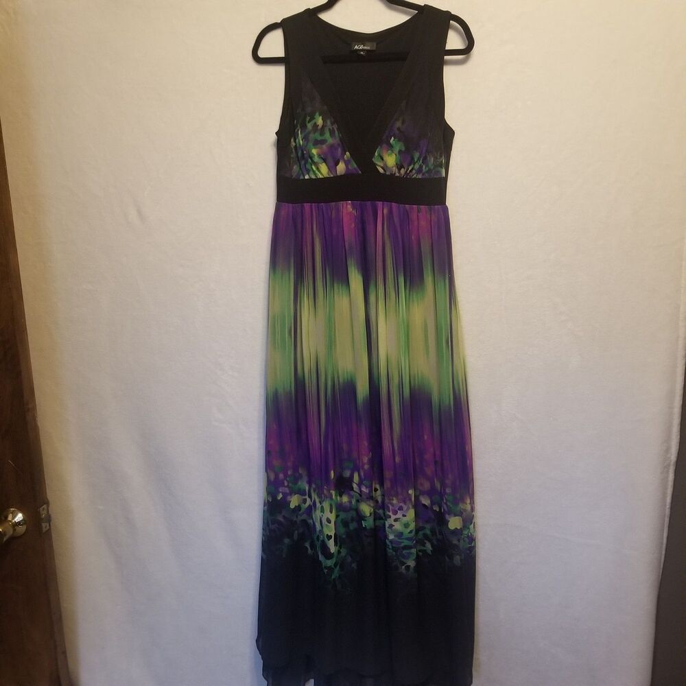 AGB Dress 10 Maxi Chiffon Lined Empire Waist Fairy Grunge Whimsigoth Goblin Vtg